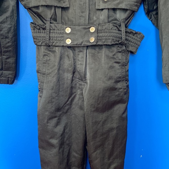VNTG 1990 NILS Black Satin One Piece Ski Suit Sz 10 - Picture 4 of 15